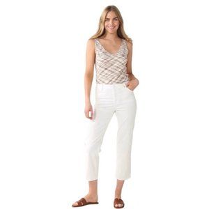 Nine West Orchard White High Rise Crop‎ Straight Button Fly Jeans Plus Size 18